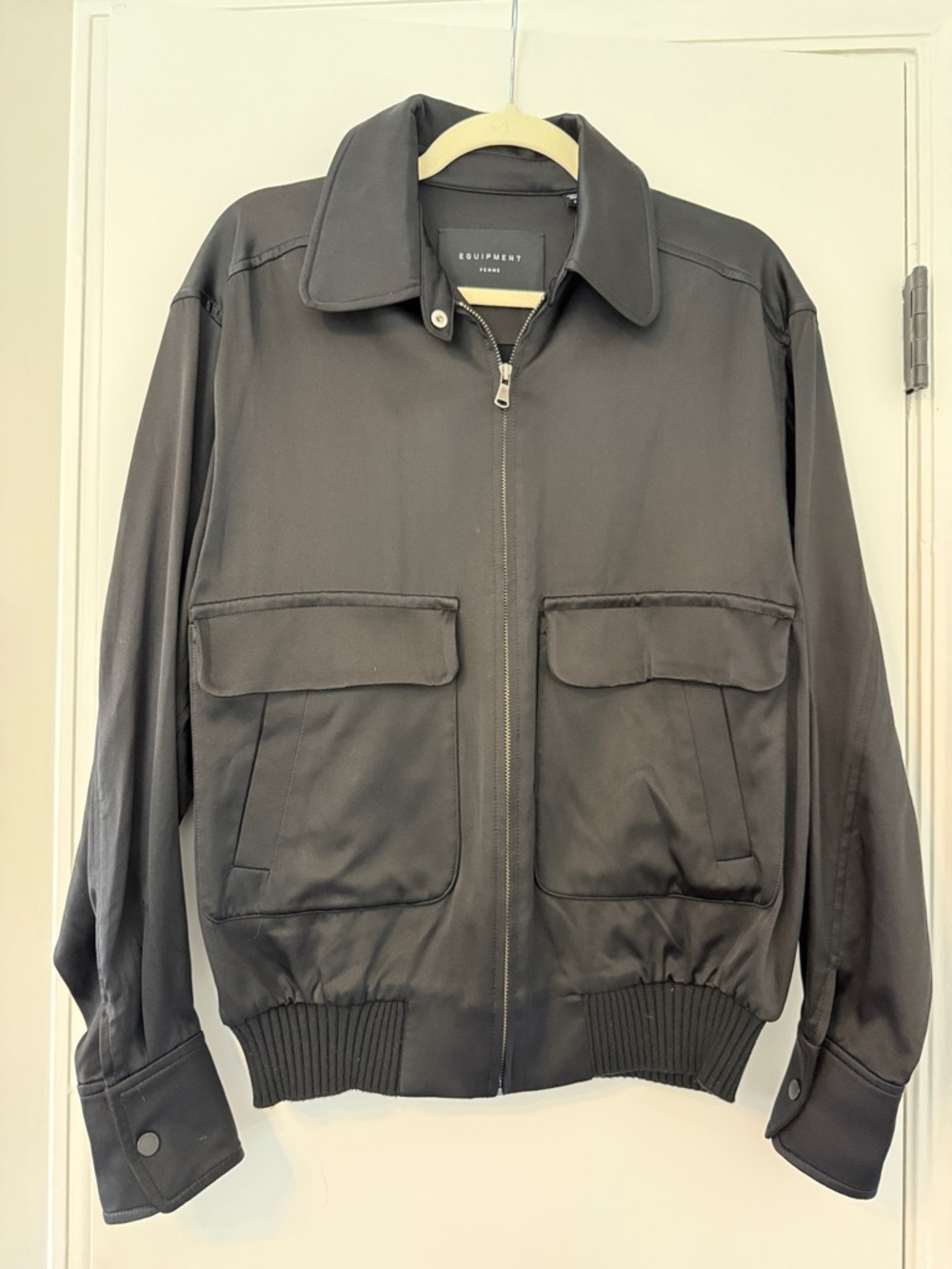 Equipment Men’s Dark Gray Zip-Front Bomber Jacket